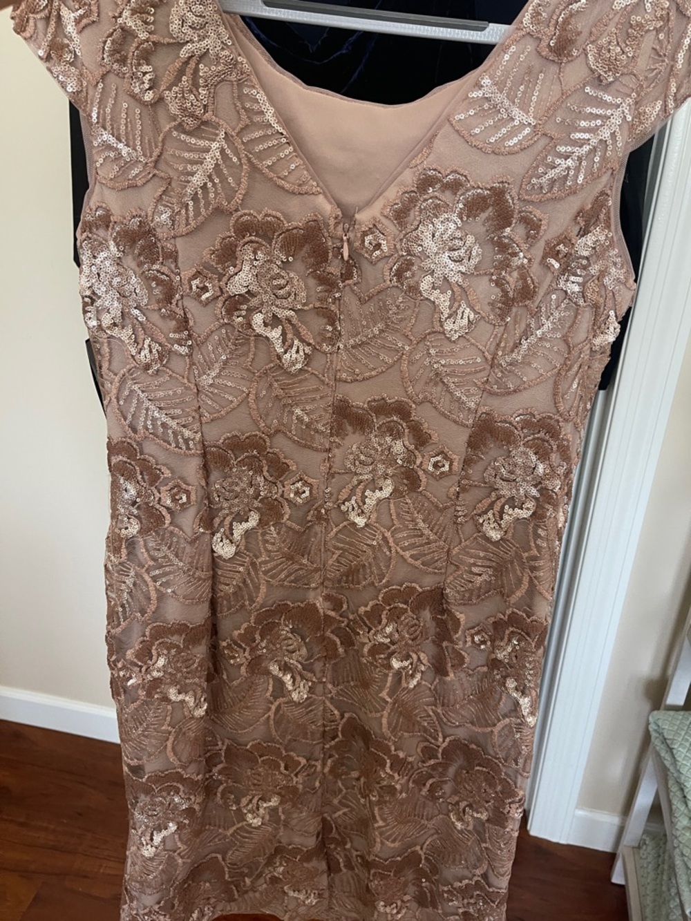 Alex Evenings Rose Gold Lace Sequin Sheath Midi Dress 14 NWT - Picture 11 of 15